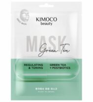 KIMOCO Maschera in tessuto regolatrice e tonificante, estratto di tè verde e postbiotici